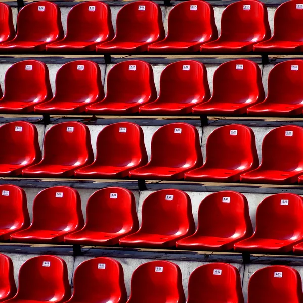 Tribuna Plástico Assentos Vermelhos — Fotografia de Stock