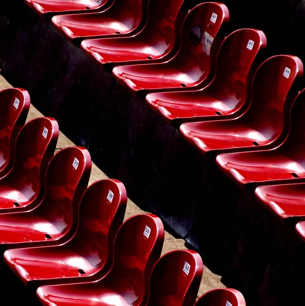 Plastic Tribune Red Seats — Stock Photo, Image