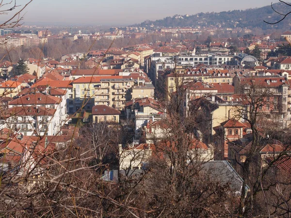 Torino Şehri Torino Tepeden Görünen Ufuk Çizgisi Manzarası — Stok fotoğraf