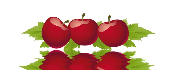 Roter Apfel Mit Blättern Auf Weißem Hintergrund — Stockfoto