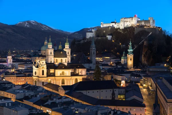 Salisburgo Skyline Dopo Tramonto Austria — Foto Stock