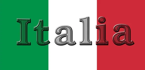 Das Wort Italien Der Deutschen Nationalflagge — Stockfoto