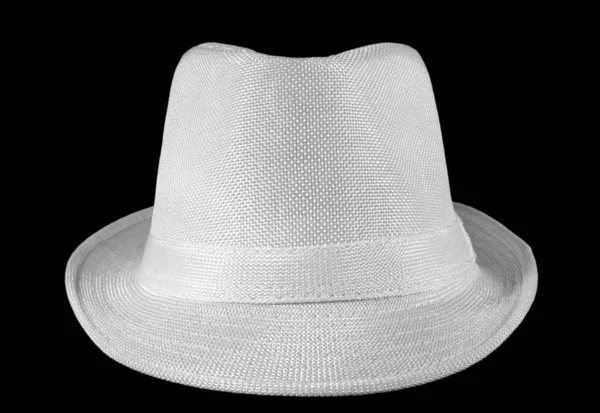 Chapeau Blanc Isolé Sur Fond Studio Noir — Photo