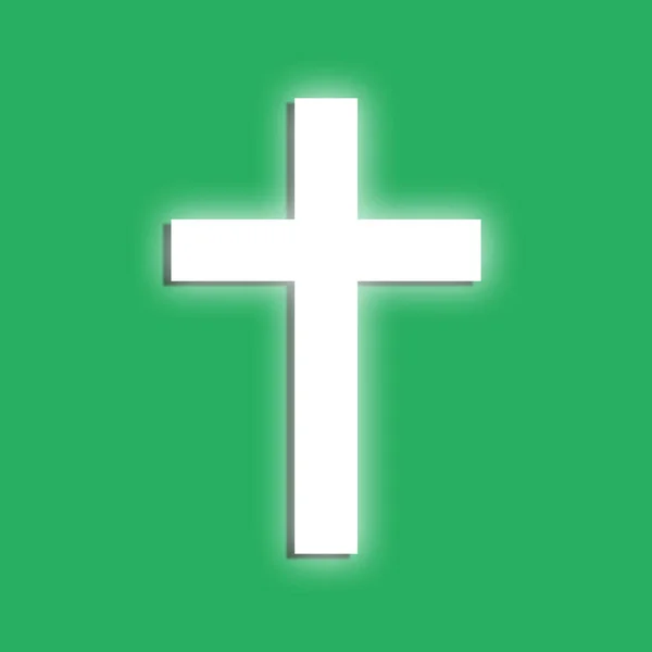 Glödande Kors Symbolisera Grön Bakgrund Platt Design Elemen — Stockfoto