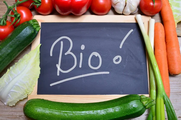 Bio Board Fresh Vegetables Wooden Board — Stock Photo, Image
