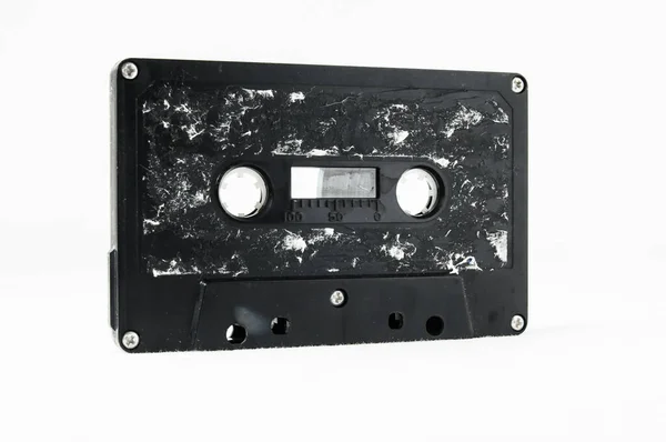 Ancient Vintage Used Musicassette White Background — Stock Photo, Image