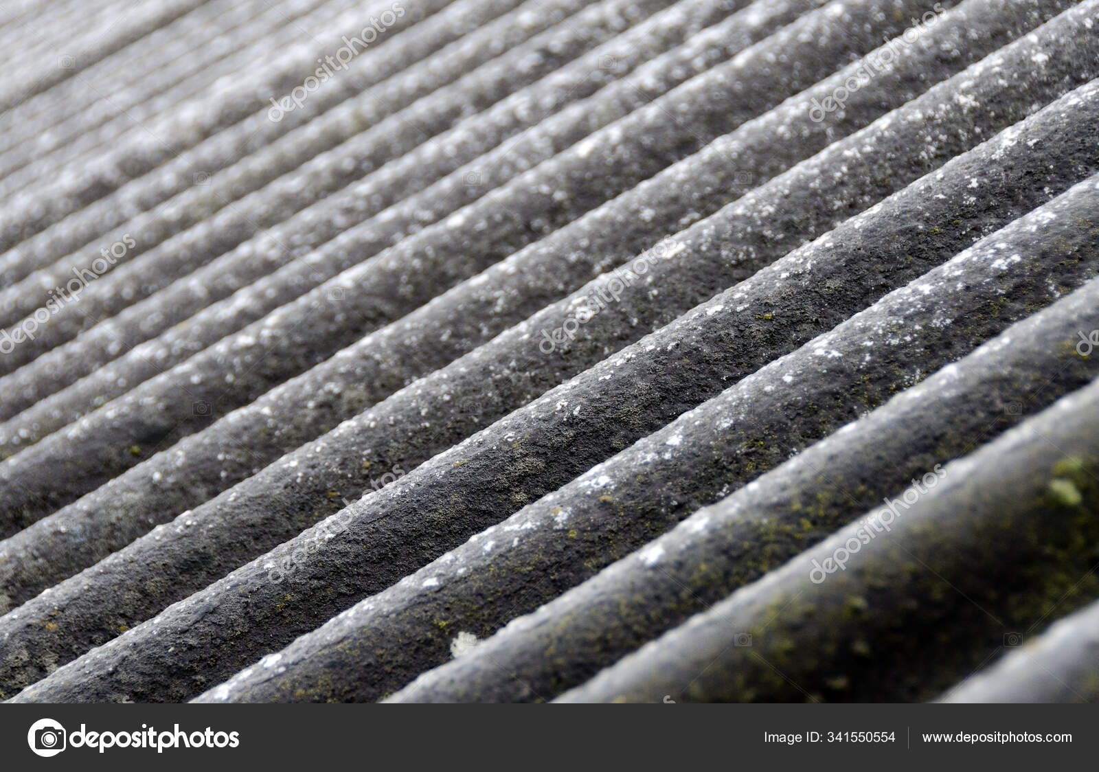 Old Weathered Roofing Corrugated Asbestos Cement Sheets Stock Photo by