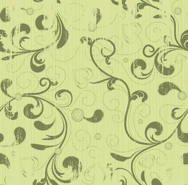 Grunge Blommig Sömlös Grön Tapet — Stockfoto