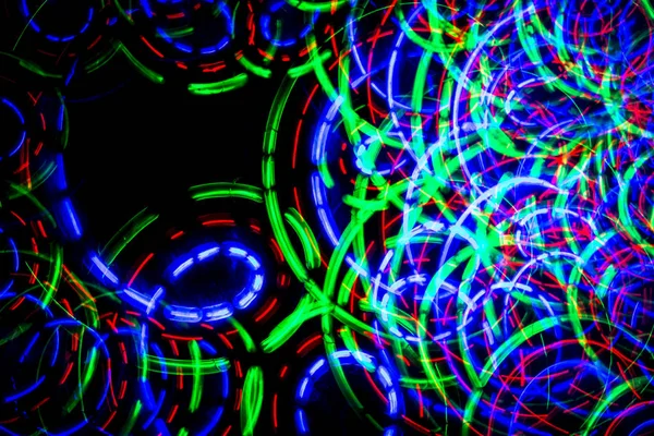 Linien Und Kreise Aus Farbigem Licht Bilden Chaos — Stockfoto