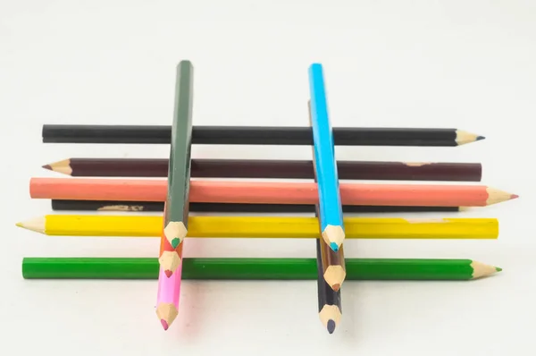 Neues Texturierset Für Bleistifte Auf Weißem Hintergrund — Stockfoto
