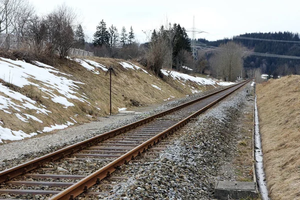 Kışın Tren Rayları — Stok fotoğraf