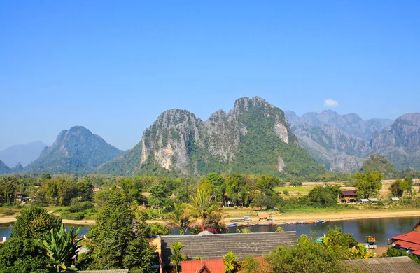 Blick Auf Vang Vieng Laos — Stockfoto