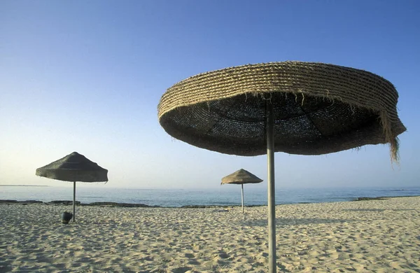 Uma Praia Areia Ilha Jierba Sul Tunisia Norte África — Fotografia de Stock