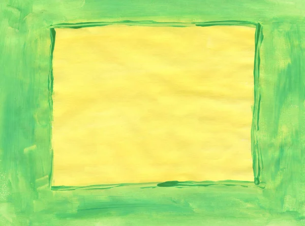 Yellow Green Hand Painted Tempera Empty Frame — 스톡 사진