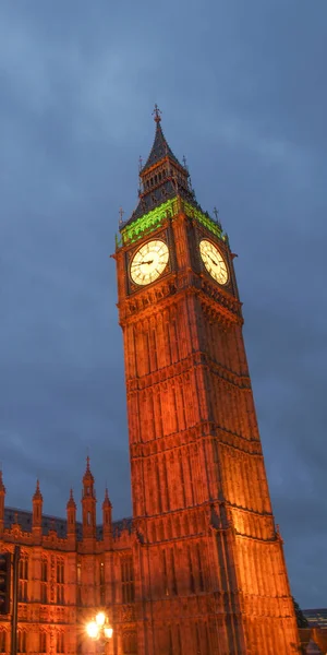 Big Ben Houses Parliament Westminster Palace Londra Architettura Gotica Notte — Foto Stock