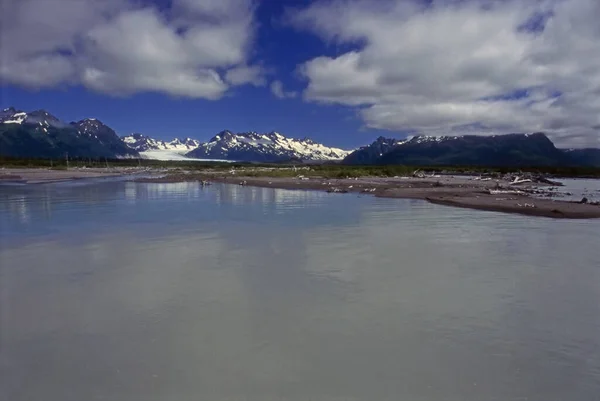 Rivière Copper Avec Montagnes Alaska — Photo