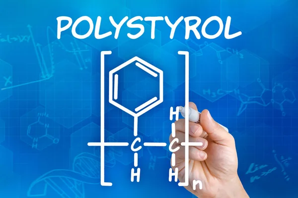 Dessine Main Formule Structurelle Chimique Polystyrène — Photo