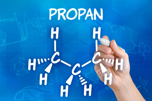 Dessine Main Formule Chimique Structurelle Propane — Photo