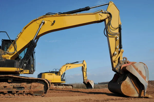 Excavadora Zanja Amarilla —  Fotos de Stock