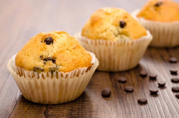 Muffin Primo Piano Con Banana Cioccolato — Foto Stock