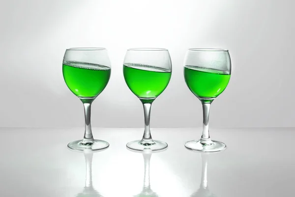 Two Glasses Green Red Wine White Background — Stock Photo, Image