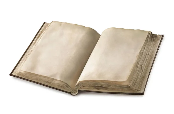 Antiguo Libro Abierto Con Dos Páginas Blanco Ruta Recorte — Foto de Stock