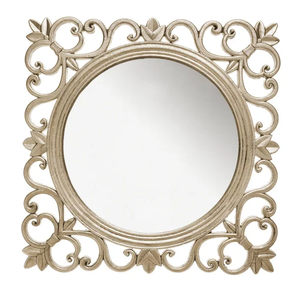 Cadre Miroir Rustique Vieilli Sur Fond Blanc — Photo