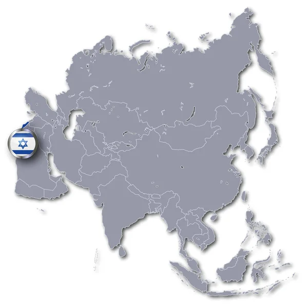 带Israel的亚洲地图 — 图库照片