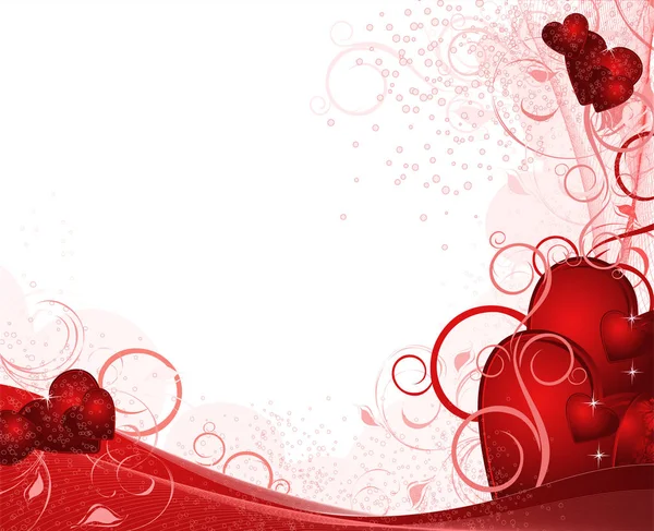 Valentinstag Hintergrund Mit Floralem Design Und Herzen — Stockfoto
