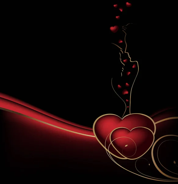 Valentines Czerwony Złoty Tło Sercami Kochankami — Zdjęcie stockowe