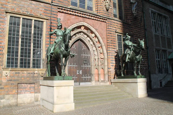 Estátuas Frente Bremen Prefeitura — Fotografia de Stock