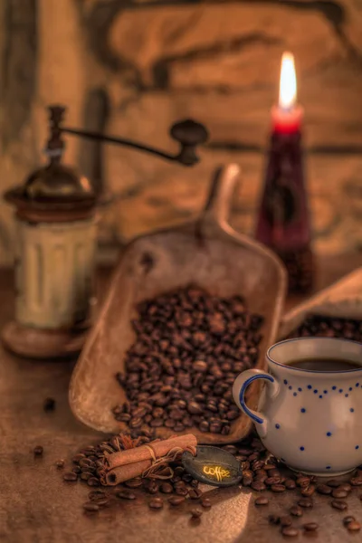 Kaffee Zeit Konzept Frischer Aromatischer Kaffee — Stockfoto