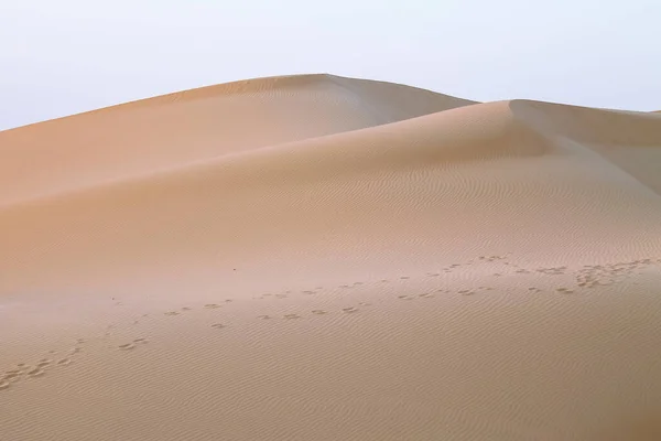 Αποτύπωμα Ποδιού Στην Άμμο Της Ερήμου Ντουμπάι — Φωτογραφία Αρχείου