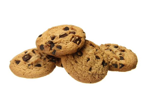 Delicious Chocolate Cookies Isolated White Background — Stock Photo, Image