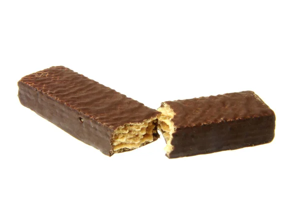 Csokoládé Ízesített Ostya Keksz Elszigetelt Fehér Alapon — Stock Fotó