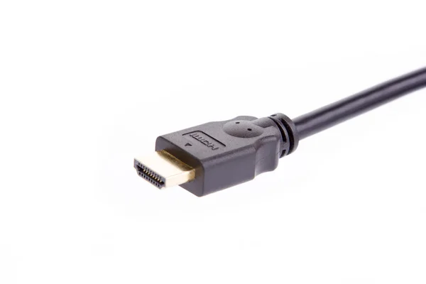 Крупным Планом Черного Hdmi Кабеля Чистым Белым Фоном — стоковое фото