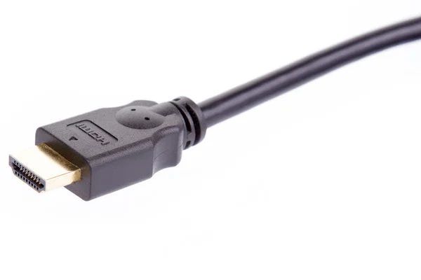 Detail Černého Hdmi Kabelu Čistě Bílým Pozadím — Stock fotografie