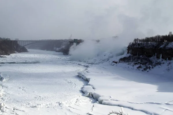 Vues Panoramiques Côté Canadien Des Chutes Niagara Hiver — Photo