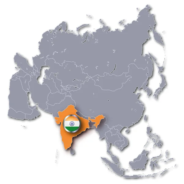 Ασία Χάρτης Ινδία — Φωτογραφία Αρχείου