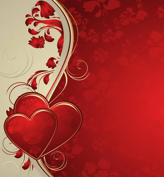 Sfondo Rosso San Valentino Con Cuori Ornamento — Foto Stock