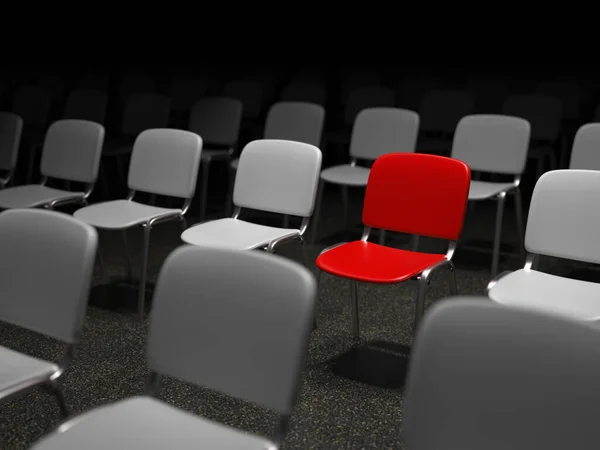 Group Chairs Red Chair Standing Out Symbol Uniqueness — Stock Photo, Image