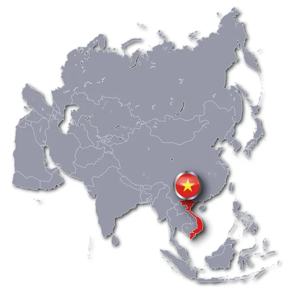 Ásia Mapa Com Vietnam — Fotografia de Stock