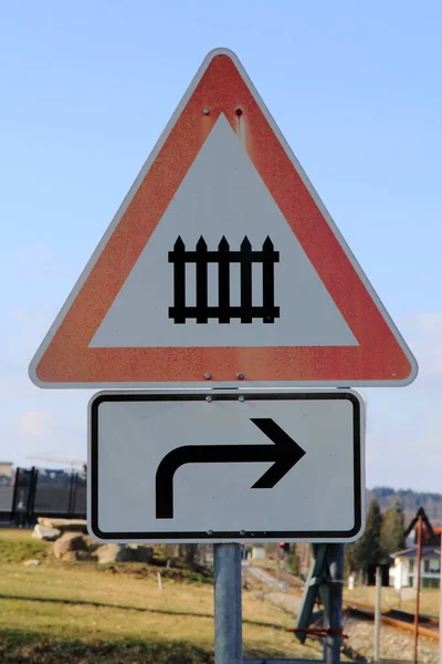 Verkeersbord Waarschuwing Spoorweg Barrière — Stockfoto