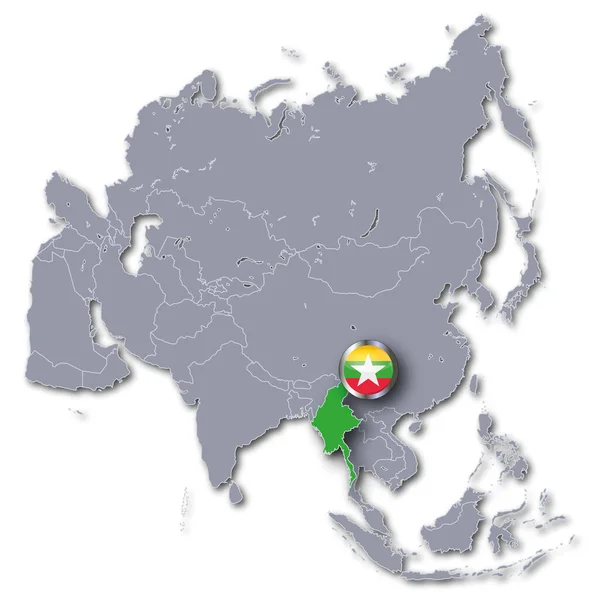 Asia Kaart Met Myanmar — Stockfoto
