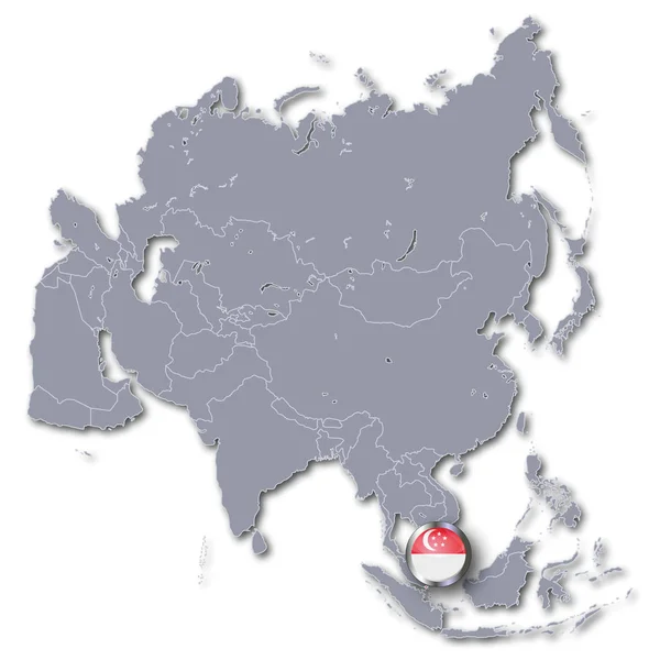 有新加坡的亚洲地图 — 图库照片