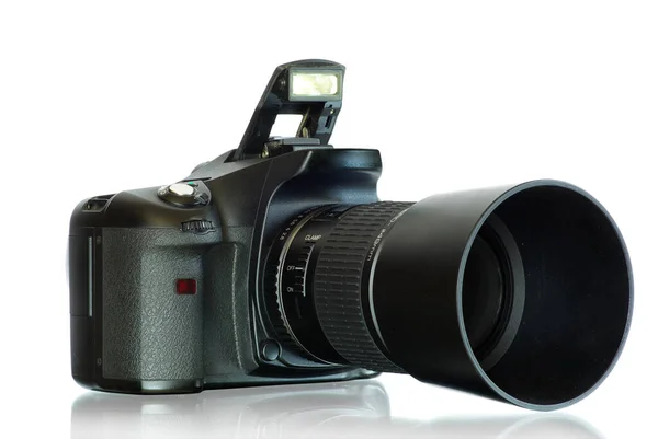 Zwart Digitale Camera Geïsoleerd Wit — Stockfoto