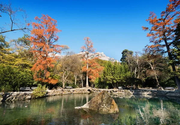 Vacker Lugn Sjö Höstparken — Stockfoto