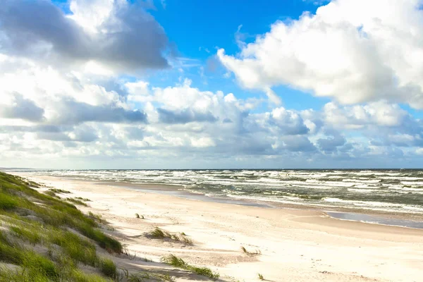 Пляж Білим Піском Вид Балтійське Море Costline Куршської Коси Ніда — стокове фото