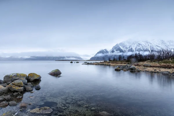 Krajobraz Przyrody Lofoten Zimą — Zdjęcie stockowe