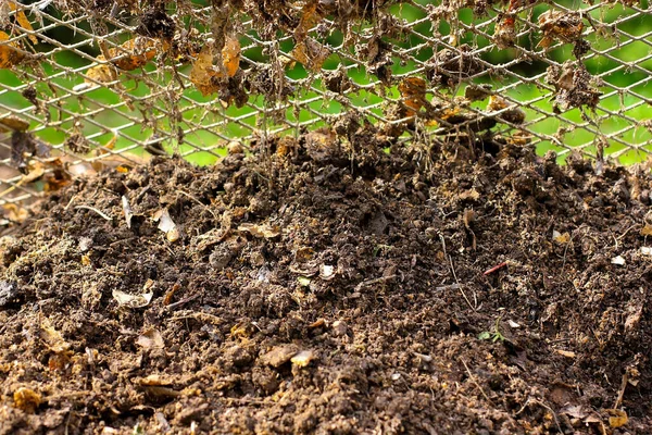 堆肥筛子与堆肥土 — 图库照片